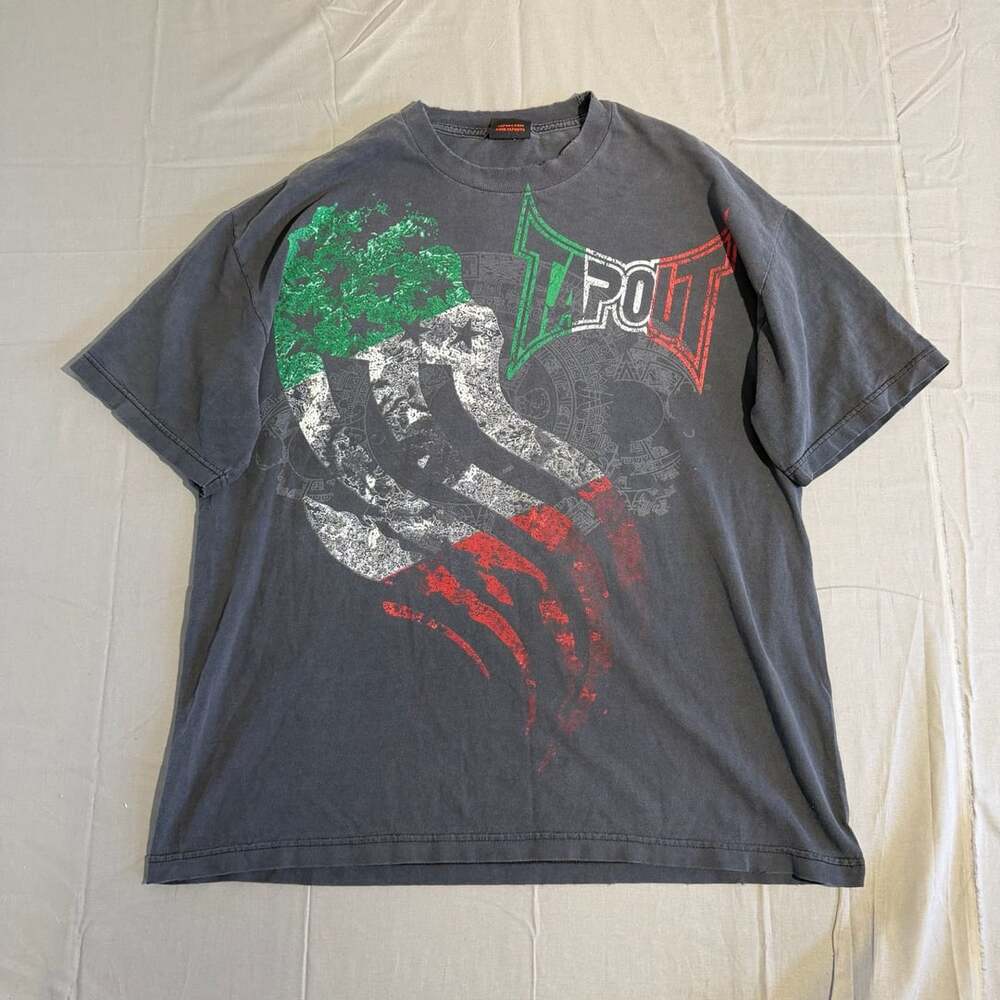 Tapout Locos Mexico Flag Graphic T-Shirt XL Black MMA UFC Cotton Tee